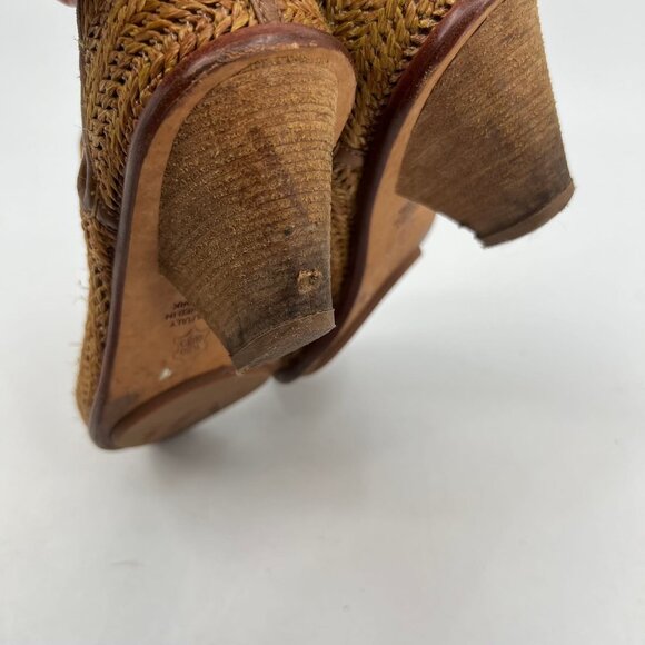Matt Bernson Brown Woven Raffia Ankle Booties | Size 7 - Picture 9 of 11